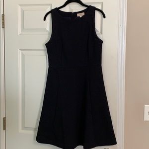 Loft Navy Purple Polka Dot Dress